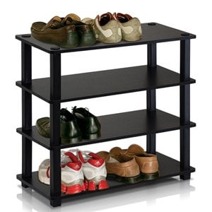 Maklaine Turn-S-Tube Engineered Wood 4-Tier Shoe Rack in Espresso/Black