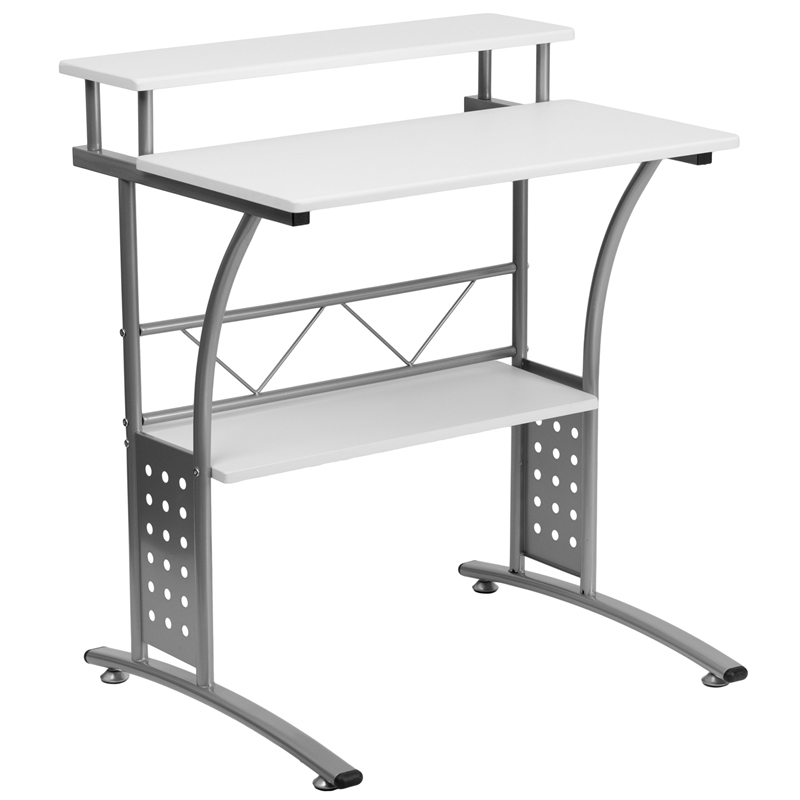 Maklaine Wood Modern / Contemporary Computer Desk In White Finish