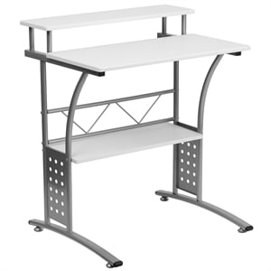 Maklaine Wood Modern / Contemporary Computer Desk In White Finish