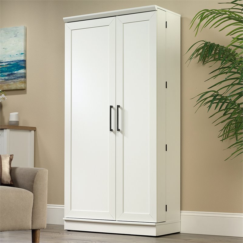 Maklaine 2-Door Engineered Wood Storage Cabinet in Soft White