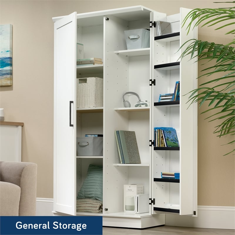 Maklaine 2-Door Engineered Wood Storage Cabinet in Soft White