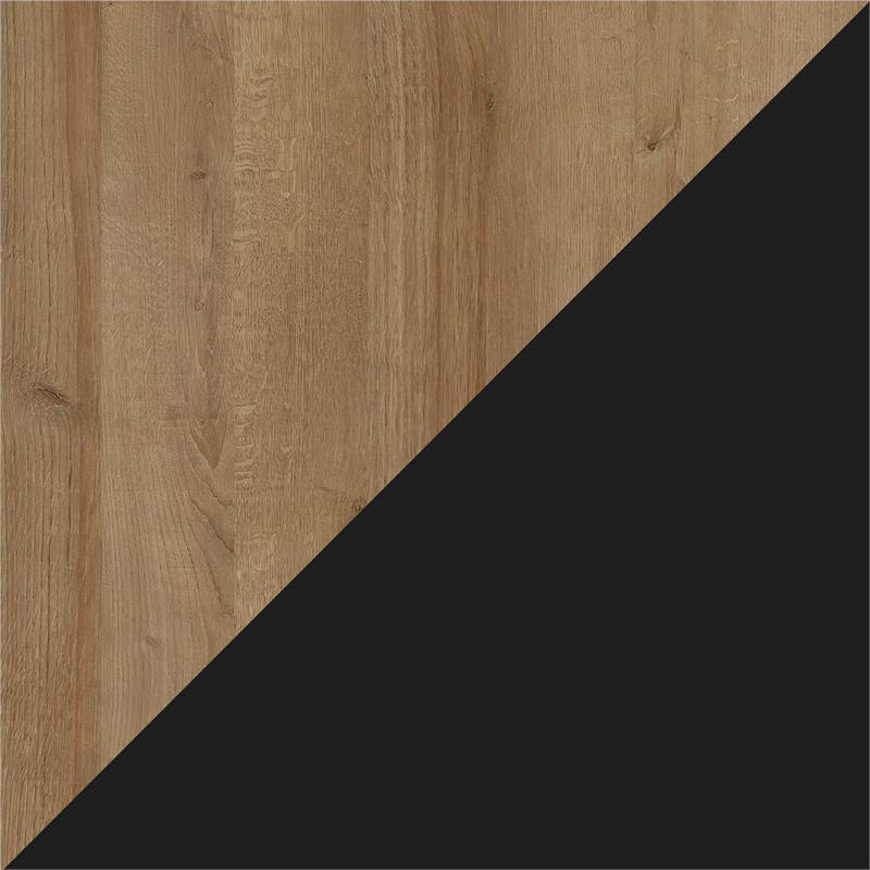 Maklaine Contemporary Fireplace with Mantel in Black with Natural Mantel