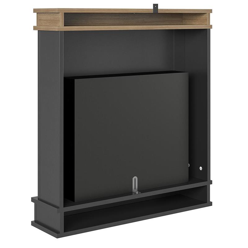 Maklaine Contemporary Fireplace with Mantel in Black with Natural Mantel