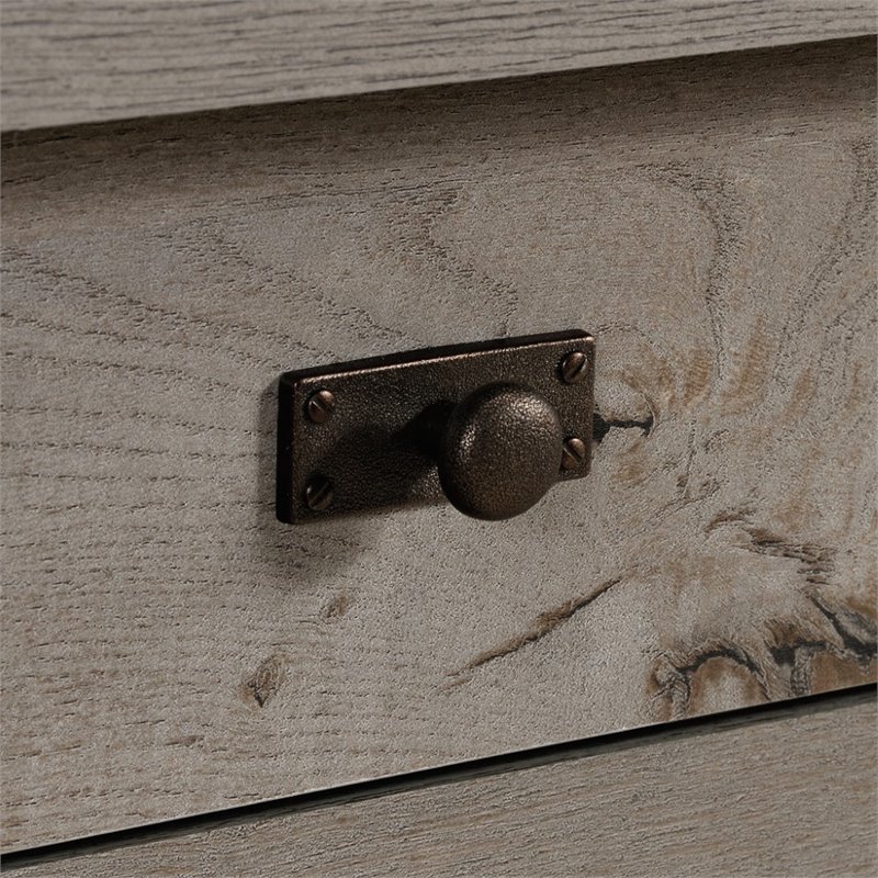 Maklaine Engineered Wood L-Shaped Computer Desk in Mystic Oak