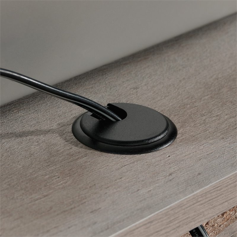 Maklaine Engineered Wood L-Shaped Computer Desk in Mystic Oak