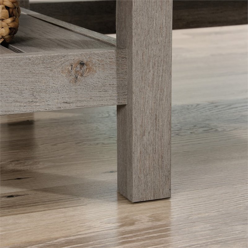 Maklaine Engineered Wood L-Shaped Computer Desk in Mystic Oak