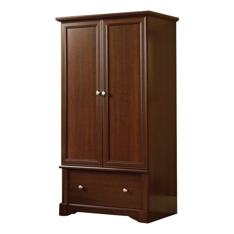 Maklaine Traditional Engineered Wood Wardrobe Armoire in Select Cherry