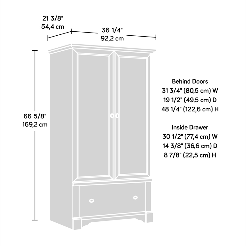 Maklaine Traditional Engineered Wood Wardrobe Armoire in Select Cherry