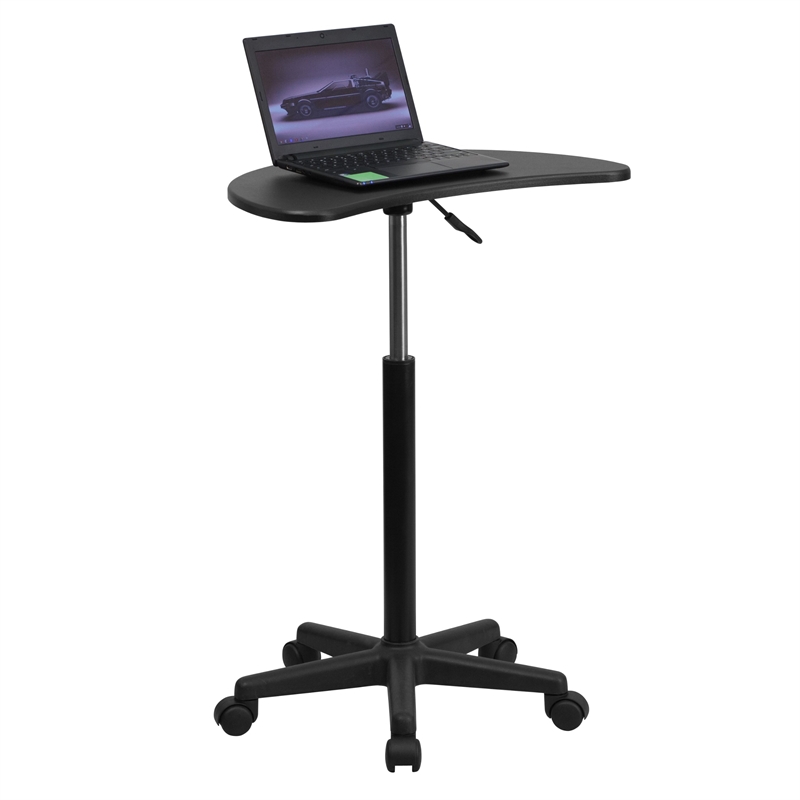 Maklaine Engineered Wood Contemporary Adjustable Laptop Desk In Black