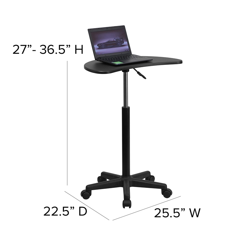 Maklaine Engineered Wood Contemporary Adjustable Laptop Desk In Black