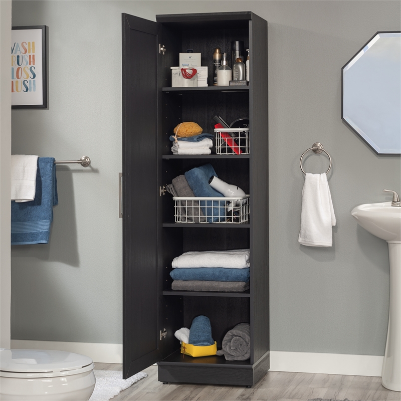 Maklaine Engineered Wood Single Door Pantry in Raven Oak Finish