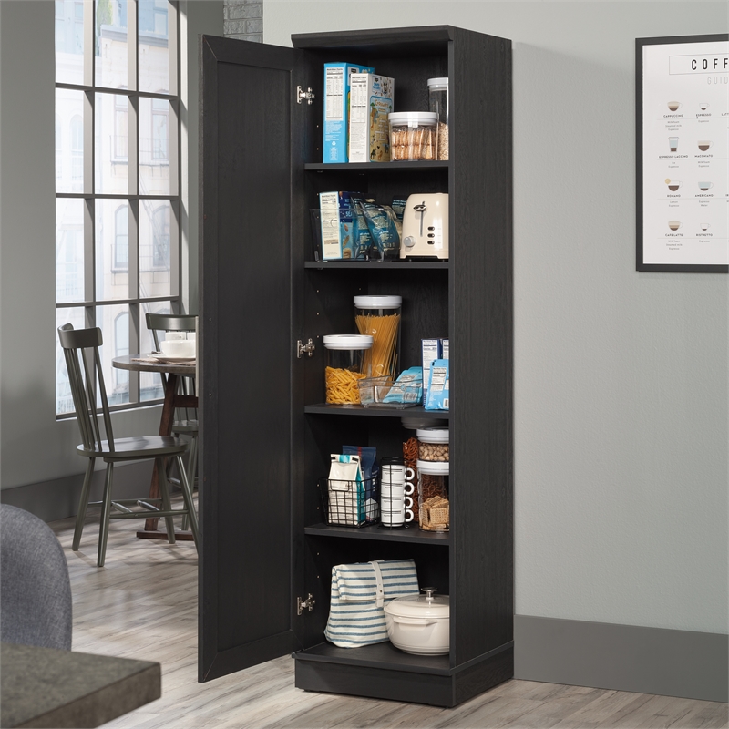 Maklaine Engineered Wood Single Door Pantry in Raven Oak Finish