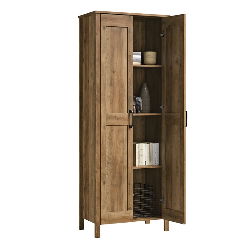Maklaine 2 Door Engineered Wood Storage Cabinet in Rural Pine