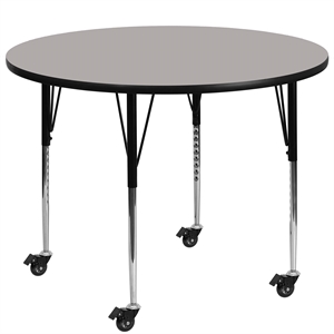 Maklaine 31&quot x 48&quot Round High Pressure Top Mobile Activity Table in Gray