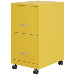 Maklaine 18&quotD 2Drawer Mobile Metal Vertical Filing Cabinet in Yellow/Goldfinch