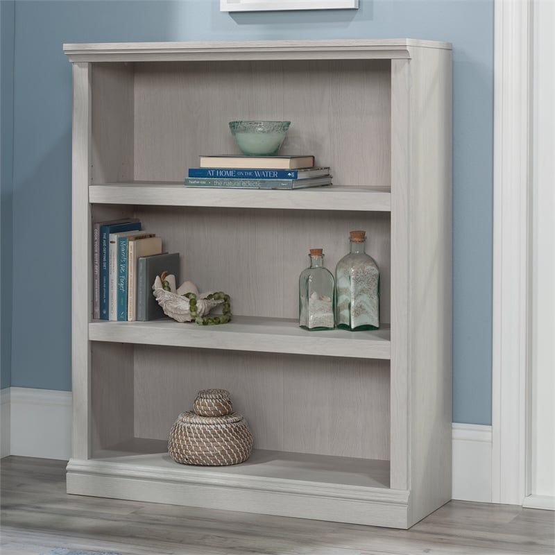 Maklaine Engineered Wood 3-Shelf Bookcase in Glacier Oak Finish