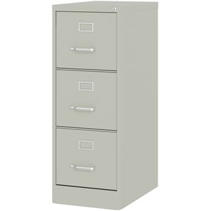 Maklaine 22&quotD 3-Drawer Metal Letter Width Vertical Filing Cabinet in Light Gray