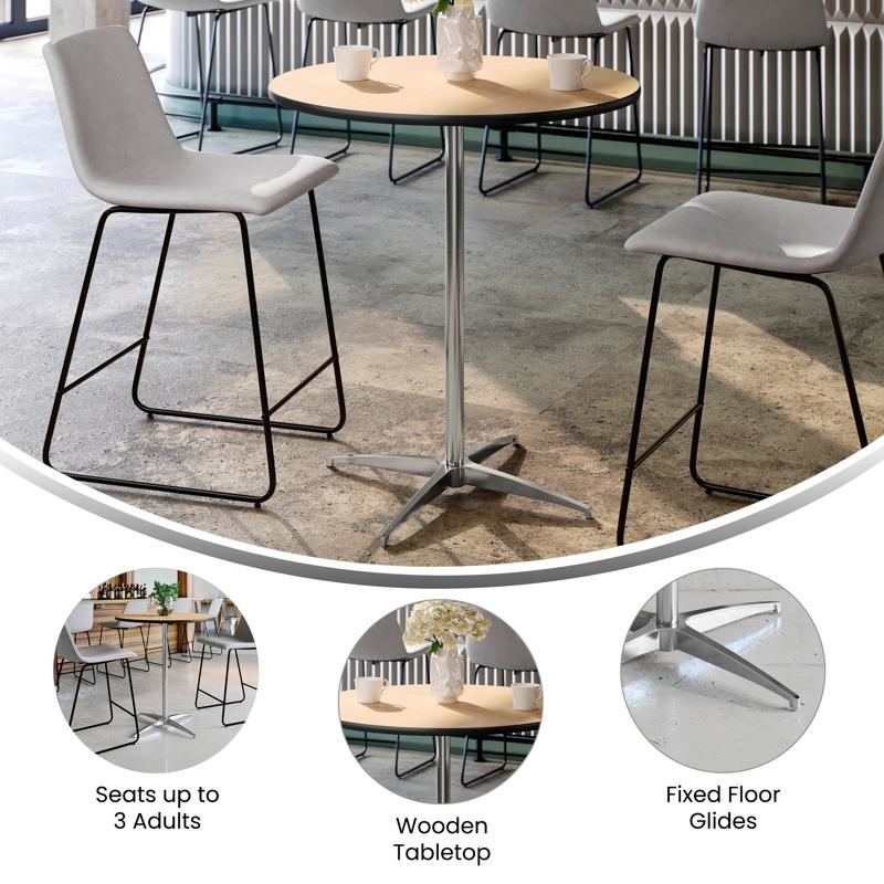 Maklaine Elegant Modern Transitional Round Wood Cocktail Table