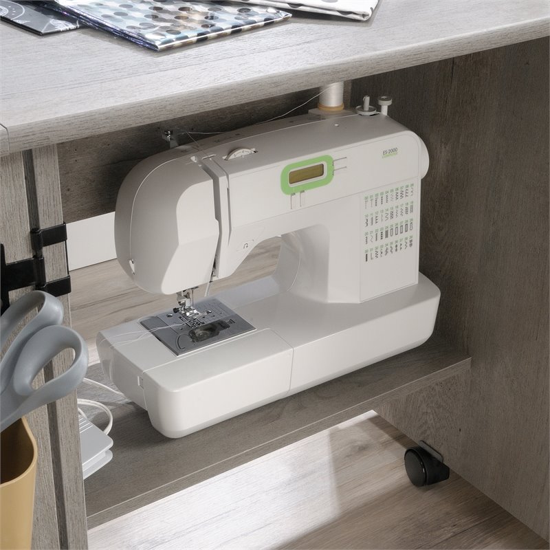 Maklaine Engineered Wood Sewing Craft Cart in Mystic Oak Finish