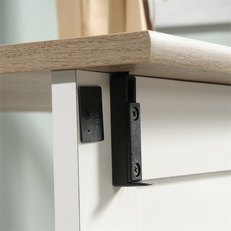 Maklaine Contemporary Engineered Wood Sewing Craft Cart in Soft White