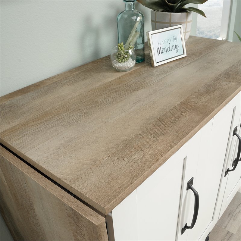 Maklaine Contemporary Engineered Wood Sewing Craft Cart in Soft White