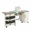 Maklaine Contemporary Engineered Wood Sewing Craft Cart in Soft White