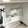 Maklaine Contemporary Engineered Wood Sewing Craft Cart in Soft White