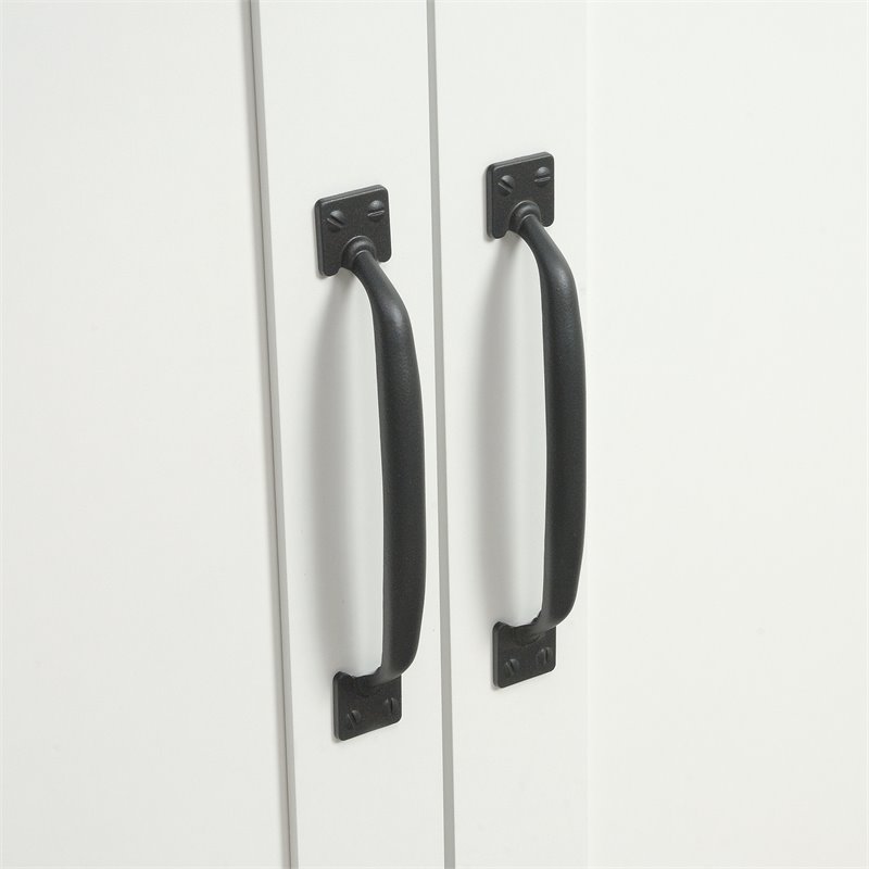 Maklaine Contemporary Engineered Wood Sewing Craft Cart in Soft White