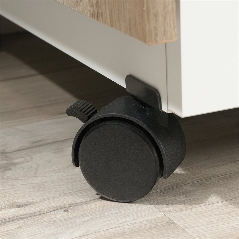 Maklaine Contemporary Engineered Wood Sewing Craft Cart in Soft White