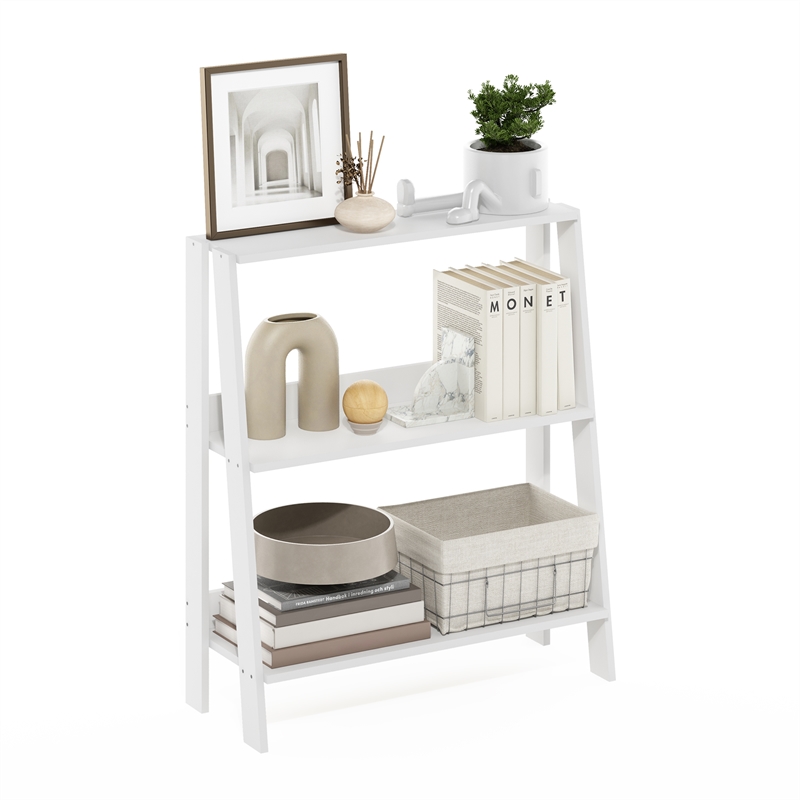 Maklaine Contemporary Bookcase Display Shelf in 3-Tier in White