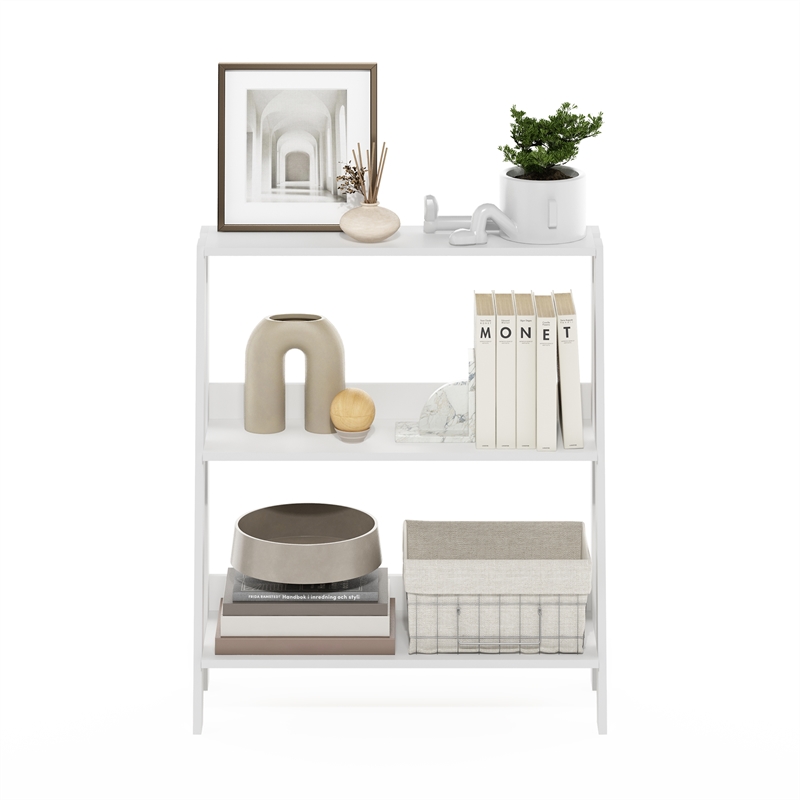 Maklaine Contemporary Bookcase Display Shelf in 3-Tier in White