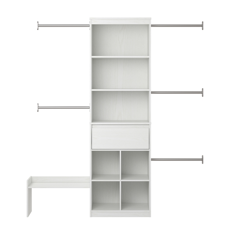 Maklaine Contemporary Engineered Wood Closet Organizer in White