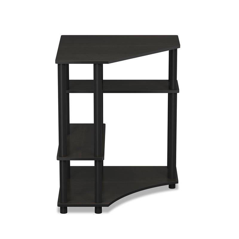 Maklaine Turn-N-Tube Wood Space Saving Corner Desk with Shelves - Espresso/Black