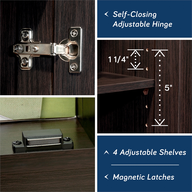 Maklaine Engineered Wood Storage Cabinet in Cinnamon Cherry Finish