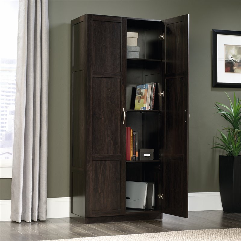 Maklaine Engineered Wood Storage Cabinet in Cinnamon Cherry Finish