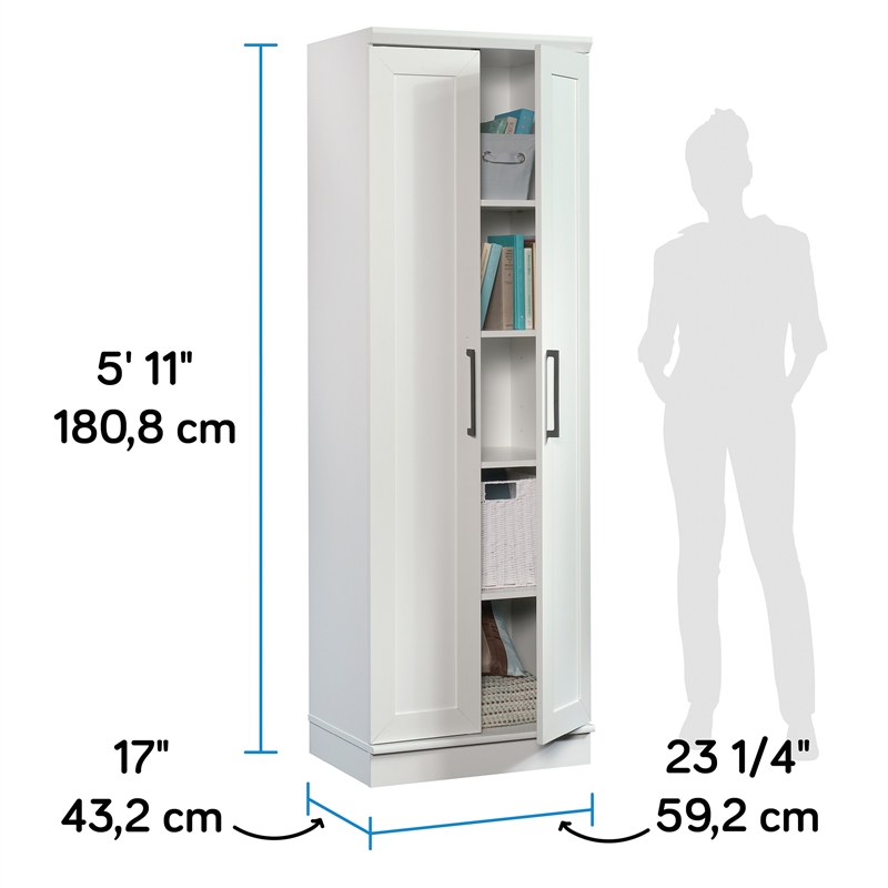 Maklaine Contemporary Engineered Wood Storage Cabinet in White Finish