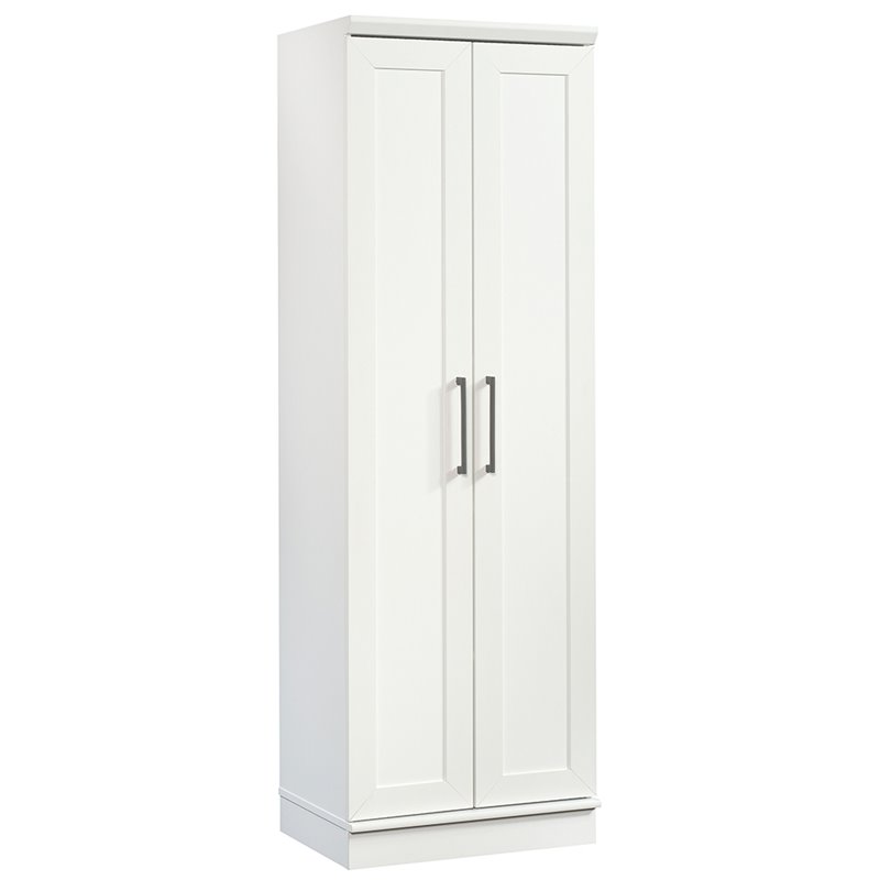Maklaine Contemporary Engineered Wood Storage Cabinet in White Finish