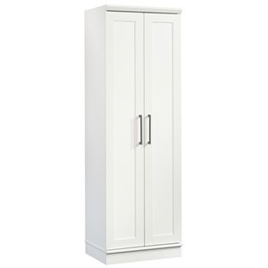 Maklaine Contemporary Engineered Wood Storage Cabinet in White Finish