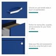 Maklaine 18in Deep 3 Drawer Mobile Metal Filing Cabinet in Classic Blue