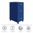Maklaine 18in Deep 3 Drawer Mobile Metal Filing Cabinet in Classic Blue