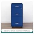 Maklaine 18in Deep 3 Drawer Mobile Metal Filing Cabinet in Classic Blue