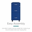 Maklaine 18in Deep 3 Drawer Mobile Metal Filing Cabinet in Classic Blue