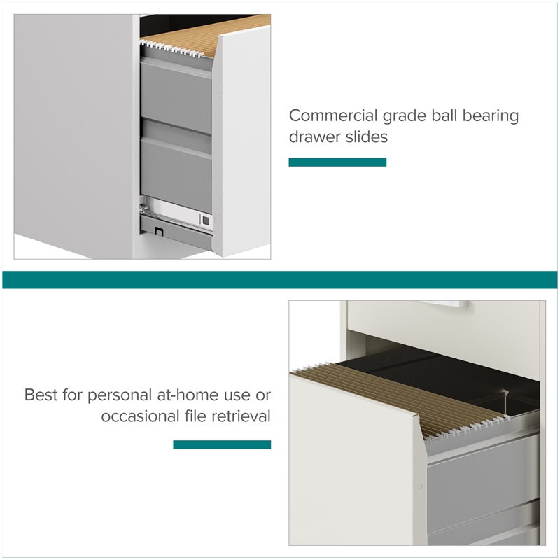 Maklaine 18in 3 Drawer Metal Mobile Filing Cabinet Ball Bearing Slide White