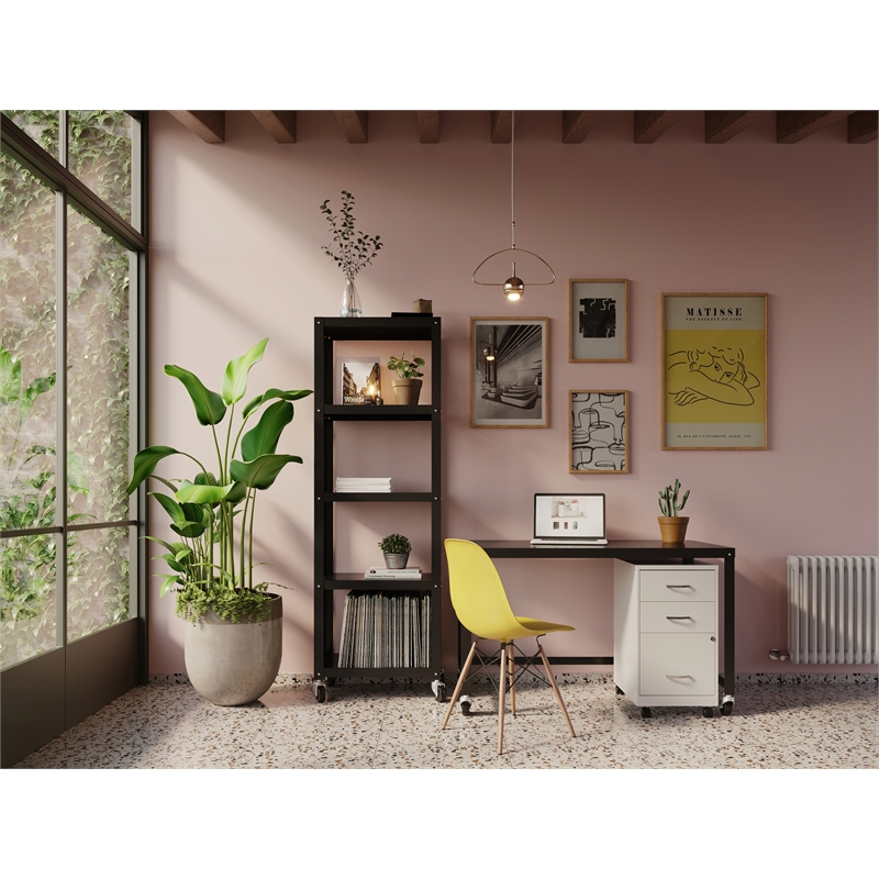 Maklaine 18in 3 Drawer Metal Mobile Filing Cabinet Ball Bearing Slide White