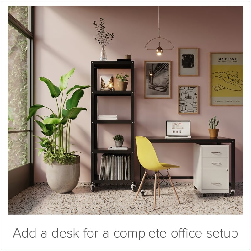 Maklaine 18in 3 Drawer Metal Mobile Filing Cabinet Ball Bearing Slide White