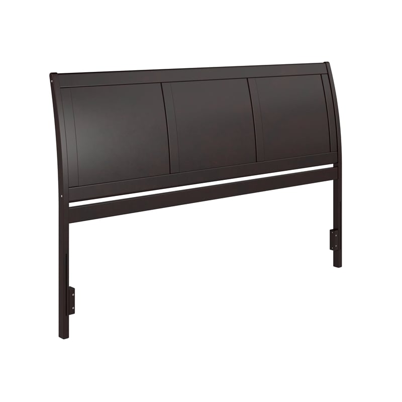 Maklaine Portland King Sleigh Wood Headboard in Espresso