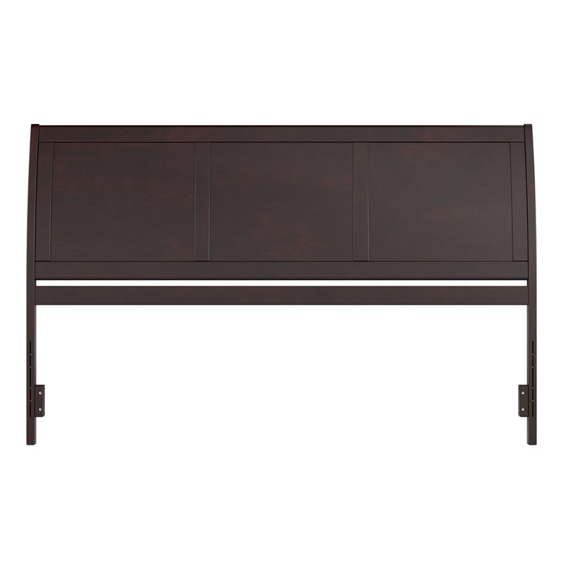 Maklaine Portland King Sleigh Wood Headboard in Espresso