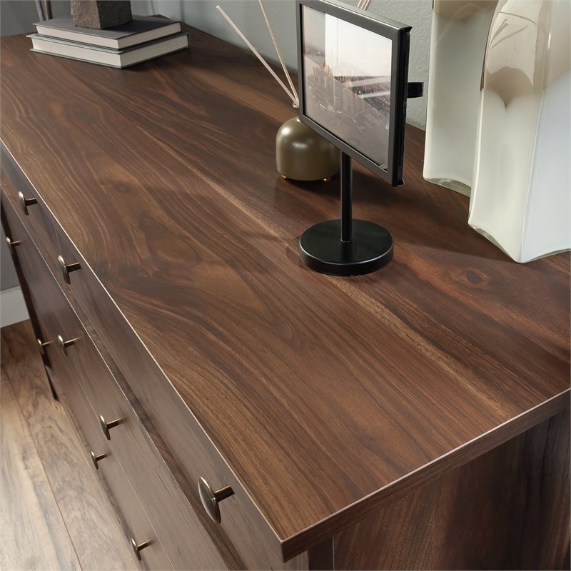 Maklaine Engineered Wood 6 Drawer Dresser in Grand Walnut Finish