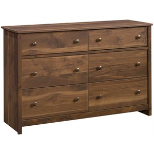 Maklaine Engineered Wood 6 Drawer Dresser in Grand Walnut Finish