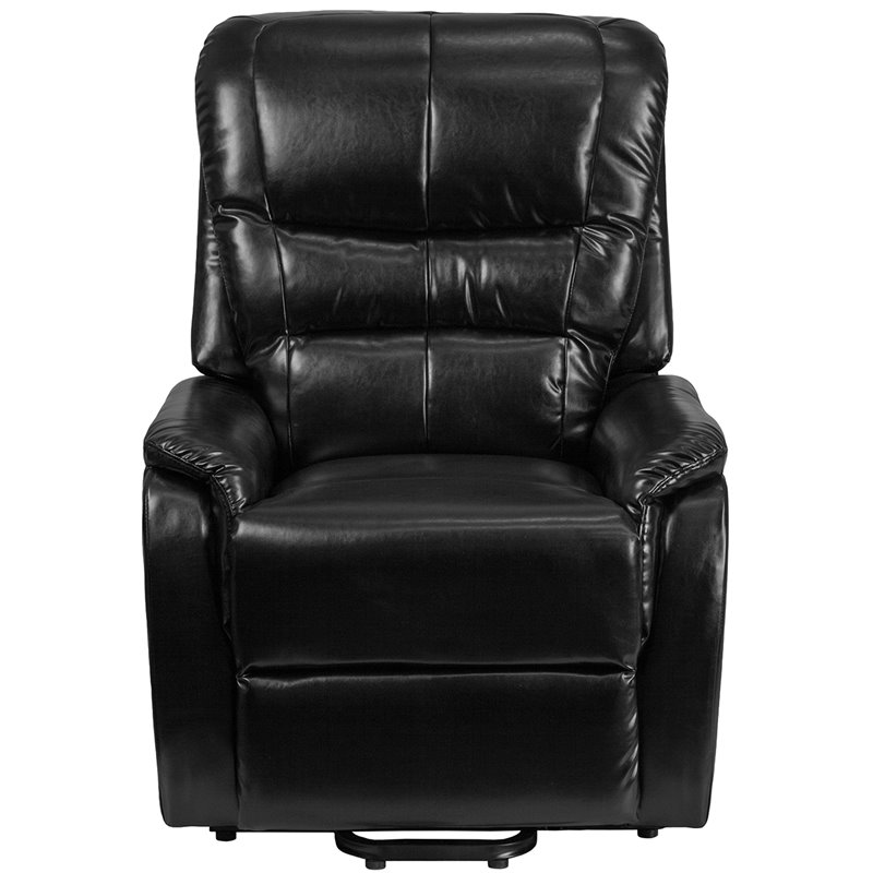 Maklaine Contemporary Remote Powered Leathersoft Lift Recliner in Black